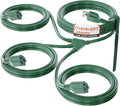 13 FT End to End (7+6+6+6) 1 to 3 Splitter Outdoor Extension Cord with Multiple Outlets; 16/3 SJTW Green Extension Cord Outdoor Waterproof for Christmas Lights; 16AWG 13A 1625W ETL