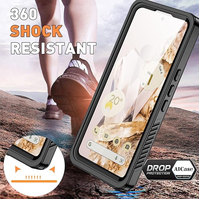 AICase for Google Pixel 8 Case Waterproof Clear Built-in Screen Protector Snowproof,Dustproof,Shockproof,IP68 Certified [Real 360] Full Body Protection Fully Sealed Underwater for Google Pixel 8
