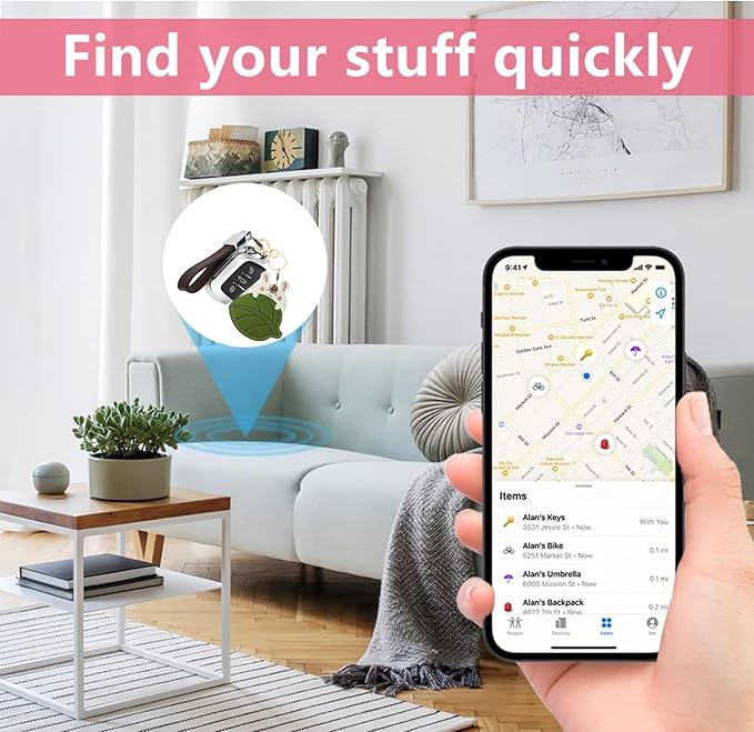 Leather Keychain Holder Case Compatible with AirTag,Cute air tag Cover with Keychain Ring,GPS Tracker Case for Keys