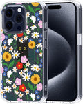MOSNOVO Case for iPhone 15 Pro, [Buffertech 6.6ft Military-Grade Drop Protection] [Anti Peel Off Tech] Clear TPU Bumper Phone Case Cover Design - Black Cat in Garden