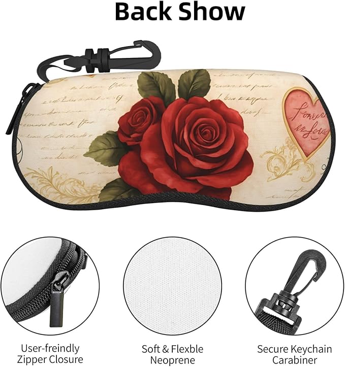 Watercolor Orca Whale Glasses Case Neoprene Portable Zipper Eyeglass Bag With Hook