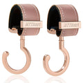2 Pack Stroller Hooks,Strong Synthetic Leather Hook-and-Loop Fastener&High-Quality Metal Hooks,Universal Bag Clip|360° Rotation, 66lb Capacity,Non-Slip-Fits Wheelchair(Pink-Rose Gold)