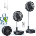 Portable Oscillating Rechargeable Fan, Battery Operated with 4 Speed Settings & Remote Control, Desk Travel Pedestal Fan for Sleeping, Camping, Cruise, RV - Black 8" USB C