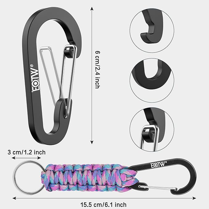 EOTW Paracord Keychain for Men Women Paracord Carabiner Backpack Keychain with Aluminum Clip for Camping Hiking Outdoor Gear