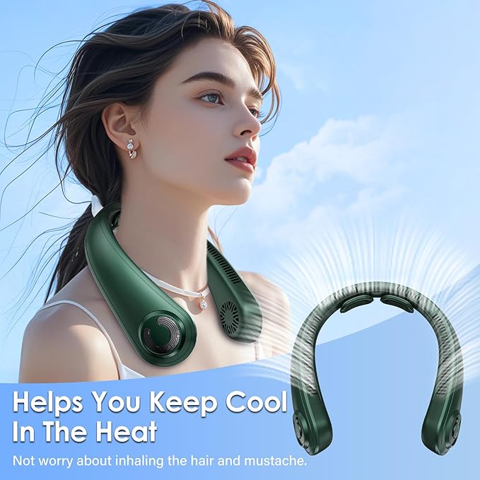 Portable Lightweight Neck Fan with Neck Support, Birthday Gifts for Men Women Dad Mom, Rechargeable Personal Wearable Cooling Neck Fans for Hot Flashes, Disneyland, Travel, Camping Essentials