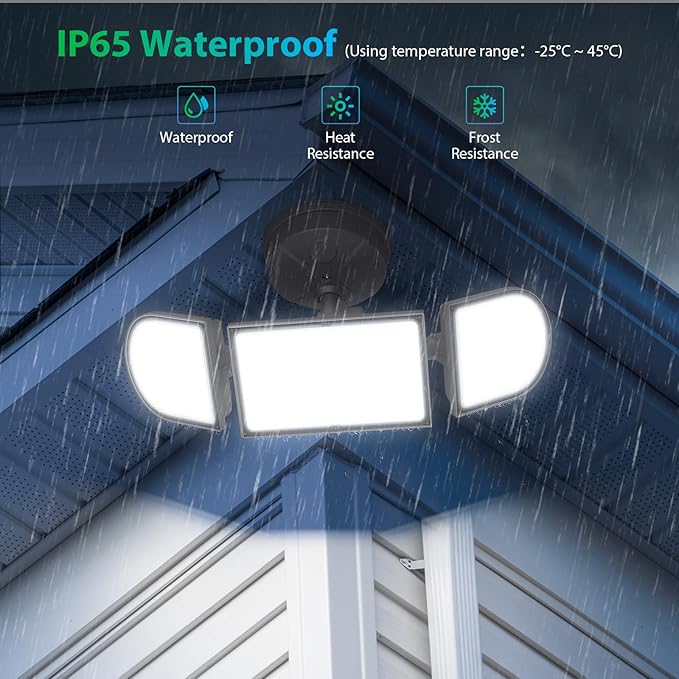 iMaihom 140W Flood Lights Outdoor, 14000LM Ultra Bright LED Flood Light Outdoor, 3 Adjustable Heads Security Lights, IP65 Waterproof Outside Flood Light, 6500K Floodlight for Yard Garage Court (Brown)