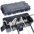 Medium Outdoor Electrical Box (11.6x5.2x4.1 inch), IP54 Waterproof Extension Cord Cover w/ 6 Cable Entry, Weatherproof Connection Box for Power Strip, Plug, Timer, Holiday Lights, Gray