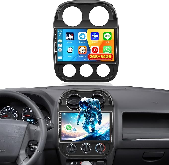 5Ghz WiFi [4Core+64GB] Android Car Radio for Jeep Compass Patriot 2010 2011 2012 2013 2014 2015 2016 Car Stereo, 10inch IPS Touchscreen with Wireless Carplay Android Auto Bluetooth GPS Backup Camera