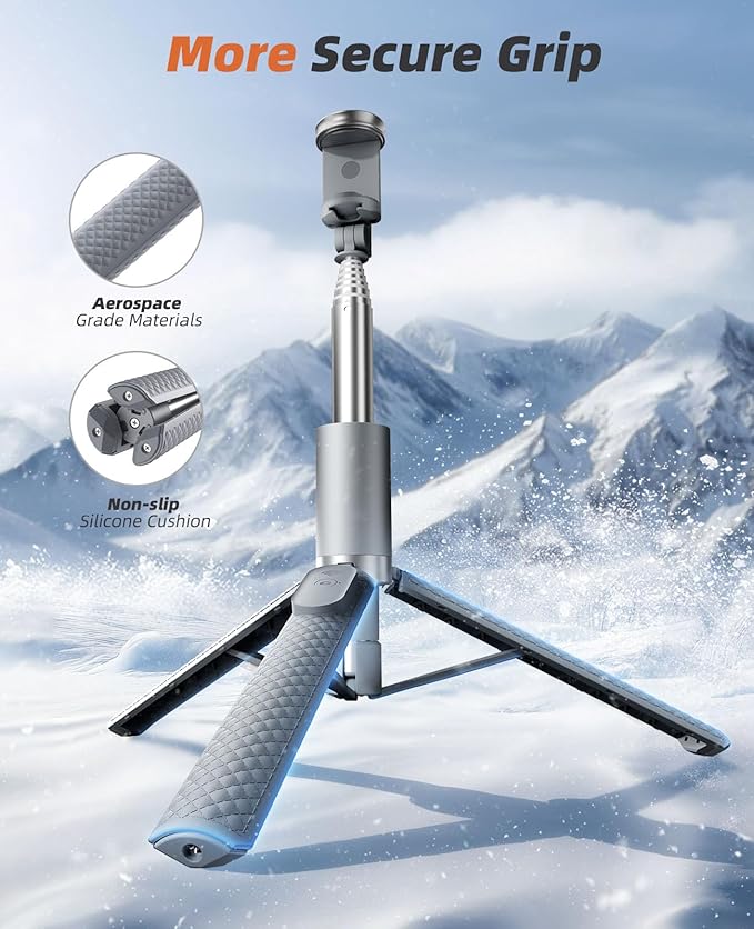 Vimose Phone Tripod & Selfie Stick with Remote, Portable, Lightweight for Video Recording Vlog, Extendable Travel Tripod Stand Compatible with iPhone Android, Grey, 62"