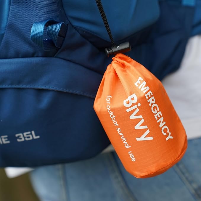 Emergency Sleeping Bag,Bivvy Bag,Survival Sleeping Bag,Camping Bivy Sacks,Emergency Blankets,Survival Sleeping Bag with Survival Bracelet for Camping and Outdoor Hiking, Orange