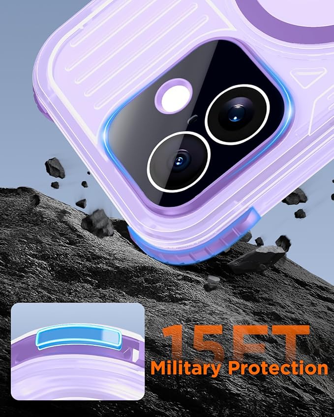 for iPhone 17 Waterproof Case with Magsafe, Built-in [Privacy Screen Protector] [Lanyard], IP68 Water Proof Full Body Dustproof Anti-Spy Frosted Protective Phone Cover, 6.1" Purple