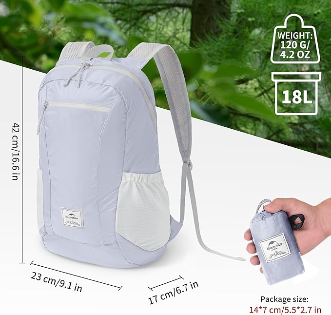 Naturehike 18L Lightweight Hiking Daypack, Waterproof Camping Packable Backpack Ultralight for Travel, Airplane, Adults