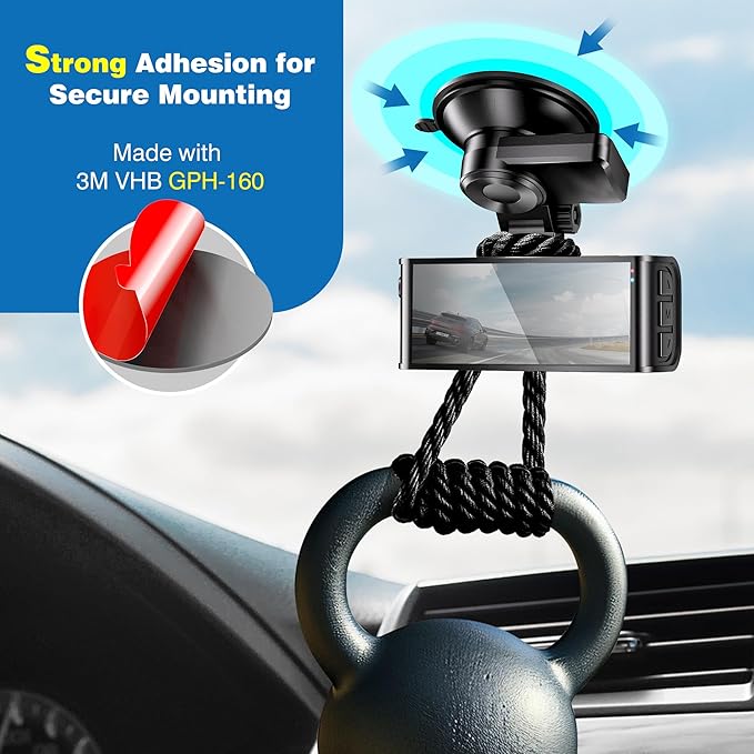 Double-Sided Adhesive Pads for Dash Cam Mount – 4-Pack 2.2" (56mm) Round High-Bond Heat-Resistant Mounting Tape for Windshield, Dashboard, GPS & Camera Holders – Includes Adhesion Promoter