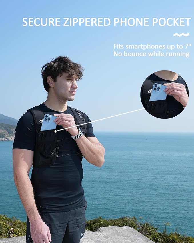 Zelvot Running Vest for Women Men, USA Original Patent, Adjustable Chest Straps Running Hydration Vest with 500ml Soft Flask, Lightweight Reflective Hydration Backpack for Marathon