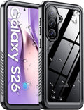 Temdan Designed for Samsung Galaxy S26 Case Waterproof, Built-in Lens & Screen Protector Military Shockproof Dropproof IP68 Underwater Full Body Phone Case for Galaxy S26 5G 6.3"-Black (2026)