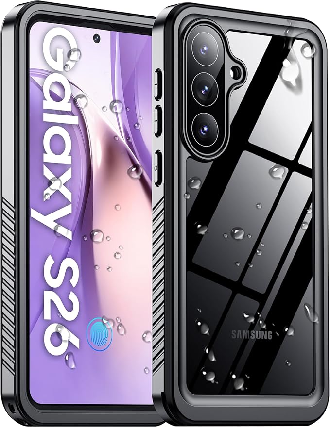 Temdan Designed for Samsung Galaxy S26 Case Waterproof, Built-in Lens & Screen Protector Military Shockproof Dropproof IP68 Underwater Full Body Phone Case for Galaxy S26 5G 6.3"-Black (2026)