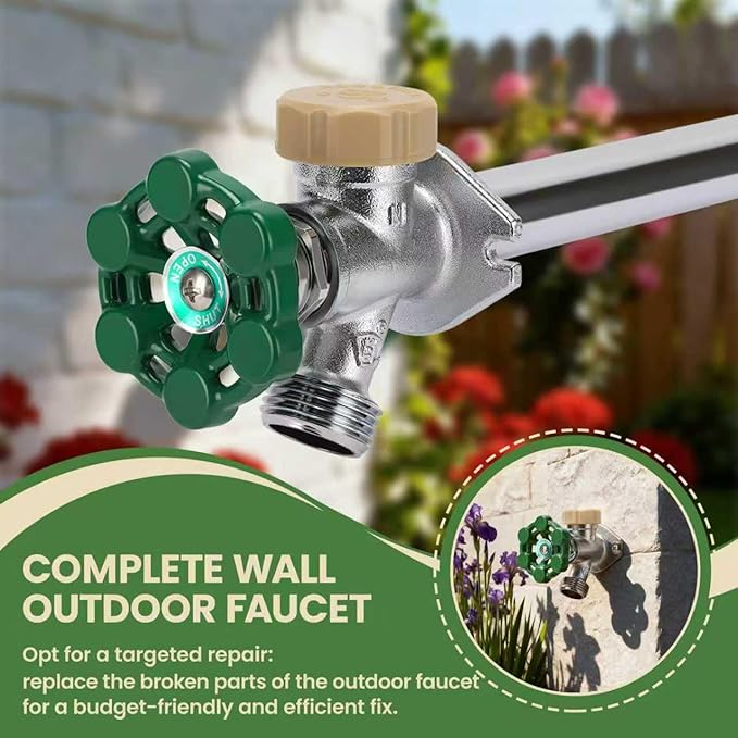 Watflow Frost Outdoor Faucet Repair Kit, Hose Bib Replacement with 3/4 GHT Outdoor Faucet Cap for Anti-Siphon Sillcock Valves, Anti-Leak Metal Handle– Easy DIY Repair