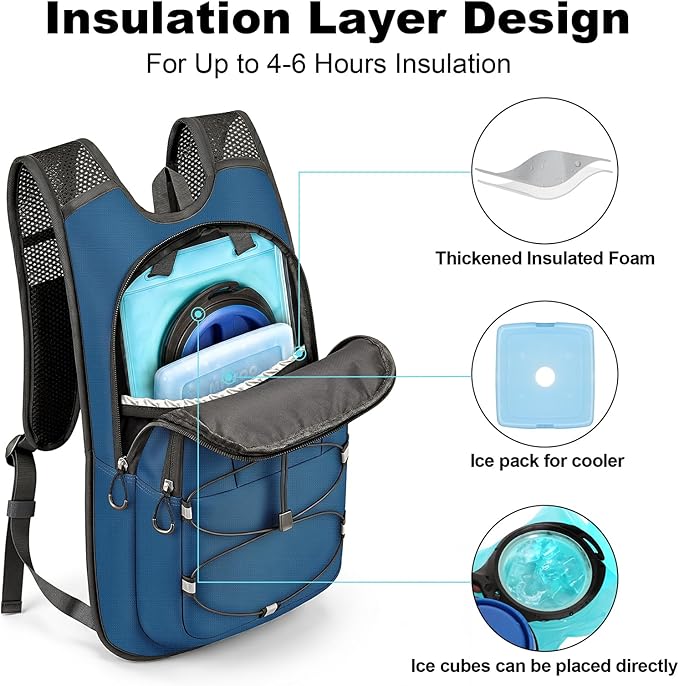 MIYCOO Hydration Backpack - Lightweight Water Backpack with 2L Water Bladder Bag, Running Hydration Vest Backpack for Men Women, Hydration Pack for Hiking, Cycling, Climbing