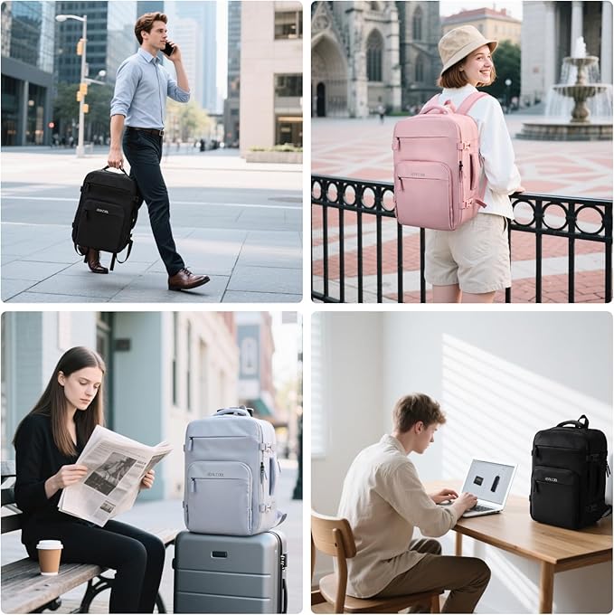 RealCool Travel Backpack for Women Men - Gift for Travelers, Students & Professionals, 17.3 Inch Laptop Carry On Backpack, TSA Flight Approved, College School Business Weekender Daypackg -Pink