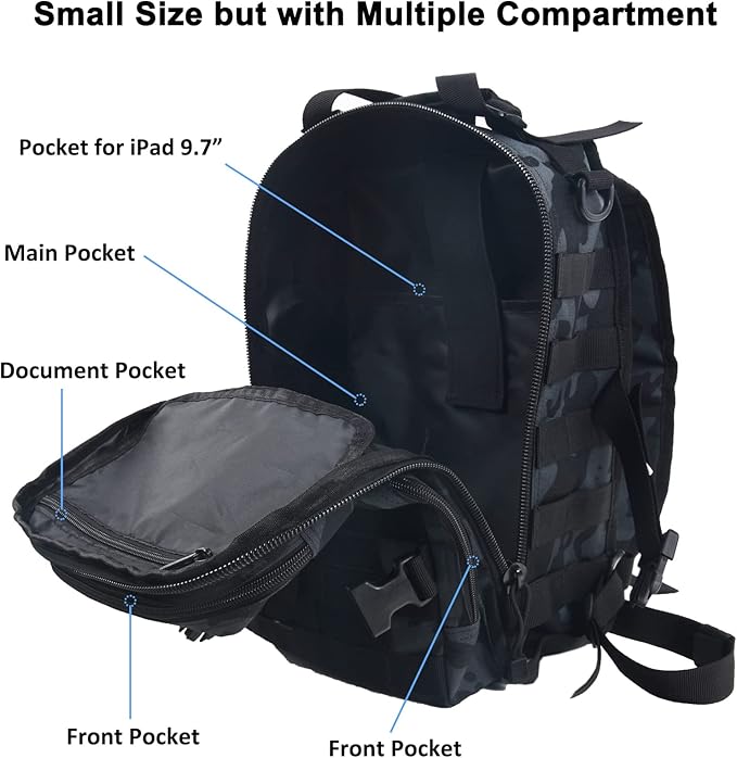 hopopower Tactical Sling Bag, Sport Bag Military Rover Shoulder Backpack EDC Assault Range Bag, Chest Pack Handbag Waterproof