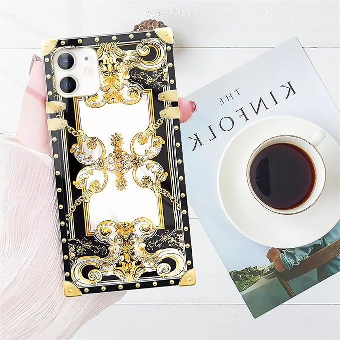 Compatible with iPhone 11 Case, Gold Grain Flowers Luxury Golden Decoration for Girl Women Soft TPU Shockproof Protective Hard PC Back for iPhone 11