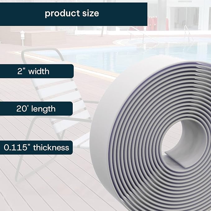 2 Inch Wide, 20ft Long Vinyl Strap - Replacement Straps for Patio Chairs - Vinyl Strapping for Patio Furniture Repair - Durable Seat Repair Kit for Lawn Chairs, Outdoor Furniture (White)