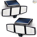 Home Zone Security 2 Packs Solar Flood Lights Outdoor Motion Sensor 120 Degrees Wide Angle, Waterproof Powered for Garden Yard Pathway, 3500K Warm White 1000 Lumens, Adjustable Triple Head No Wiring