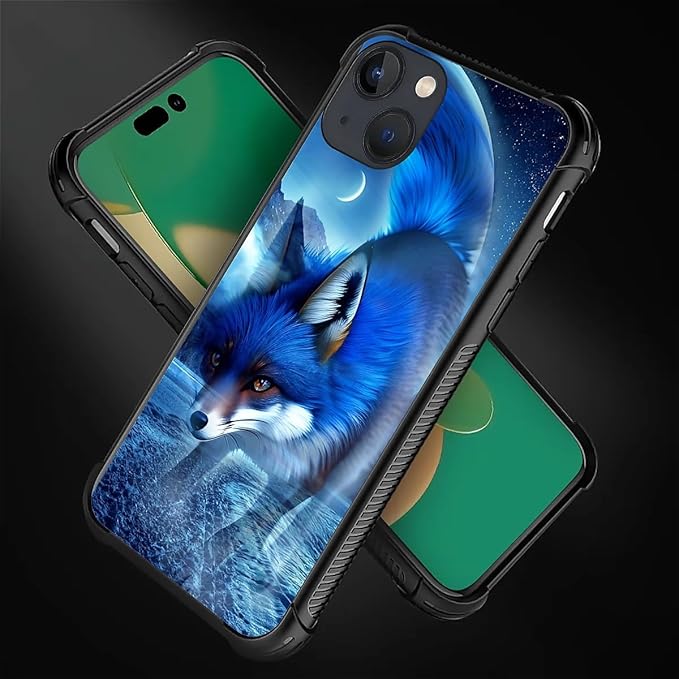 for iPhone 13 Case, Snowy Mountain Fox Lake Pattern Graphic Design Girl Boy Soft Silicone Hard Acrylic Shock Protection for iPhone 13