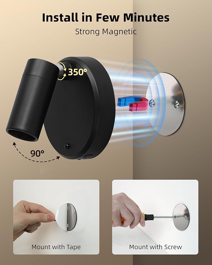 EZVALO Spotlights Indoor with Remote, 5500mAh Rechargeable Picture Lights, Wireless LED Uplighting with Timer & Dimmable, 3-CCT, Mini Plant Spot Lights for Painting, Artwork (4-Pack-Black)