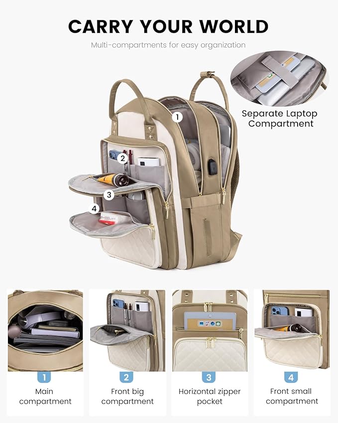 LOVEVOOK Laptop Backpack for Women with Separate Laptop Compartment, 15.6" Water Resistant Lightweight Daypacks for College Travel Work Business, Nurse Teacher Computer Bags