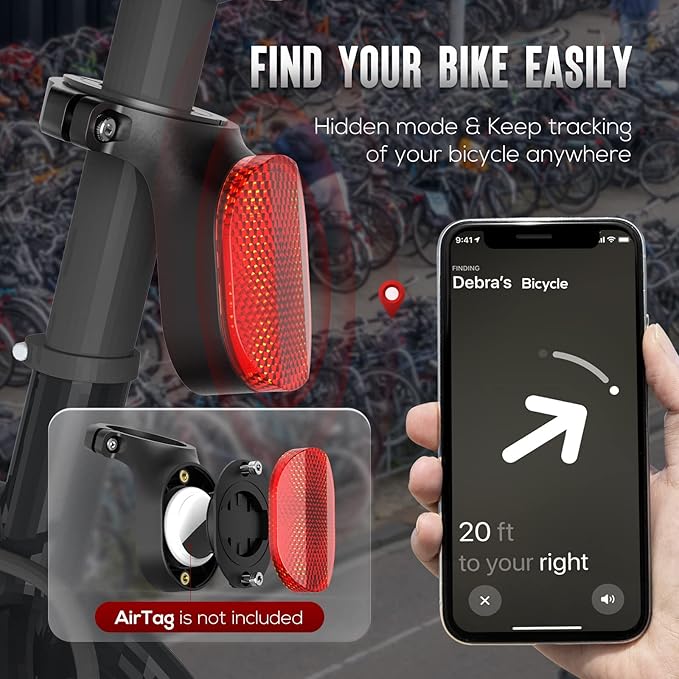 Airtag Bike Mount, Hidden Bicycle Seatpost Mount Compatible with Apple Airtags 2nd & 1st & Garmin Varia, Anti-Theft Air tag GPS Tracker Bike Reflector Holder for Mountain Bikes, Electric Bicycle
