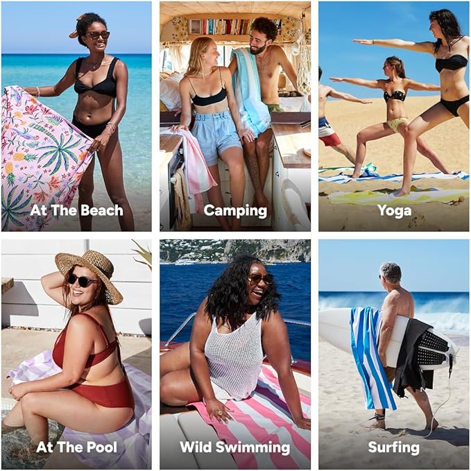 Dock & Bay Beach Towel - Quick Dry, Sand Free - Compact, Lightweight - 100% Recycled - Includes Bag - Pink Paradise - Extra Large (200x90cm, 78x35)