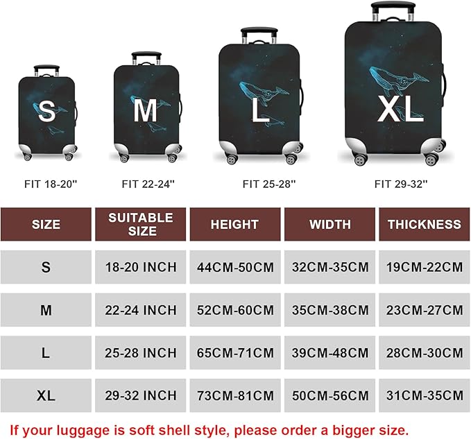 WUJIAONIAO Travel Luggage Cover Baggage Suitcase Cover Protector Skins 18-32 Inch (dolphin, XL (for 29-32 inch luggage))