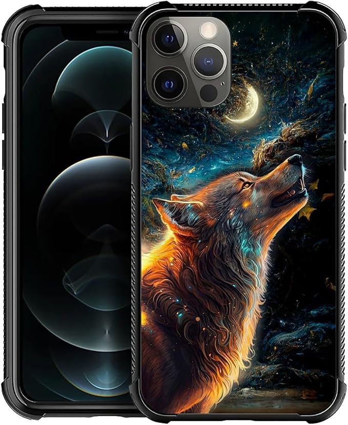 for iPhone 11 Pro Case, Star Cave Hungry Wolf Pattern Graphic Design Girl Boy Soft Silicone Hard Acrylic Shock Protection for iPhone 11 Pro