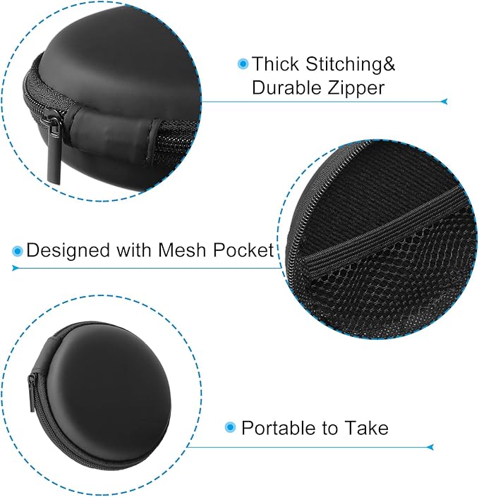 PATIKIL 3.54" Diameter Electronic Organizer Case, 2Pcs EVA Hard Waterproof Round Travel Carrying Case with Zipper for Digital Multimeter, Camera, Charger Cord, Earphone, Black