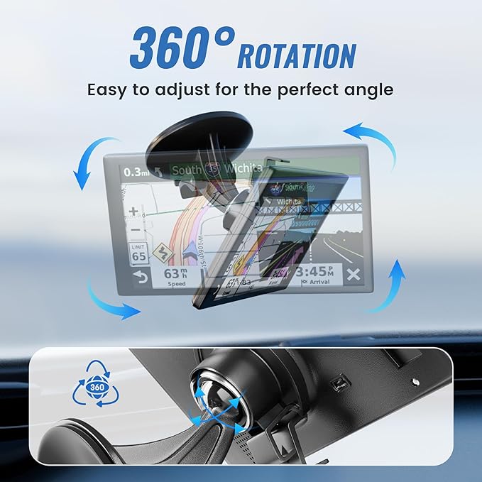 EWAY 2PCS GPS Car Holder Mount for Garmin Nuvi Windshield Dashboard with Strong Suction Cup, 17mm Swivel Ball Mounting Pattern Replacement for Garmin GPS Navigator Navigation Car Dash Mount Cup Holder