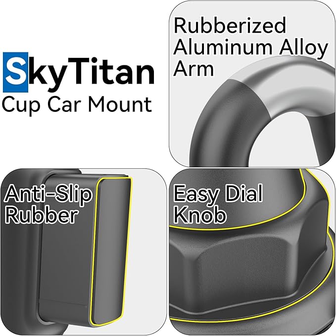 SkyTitanfor Garmin GPS Car Mount Cup Holder Replacement 17mm Ball Mount with Adjustable Long Arm fit 3.5-5.5 Inches Garmin GPS Nuvi Drive Dezl