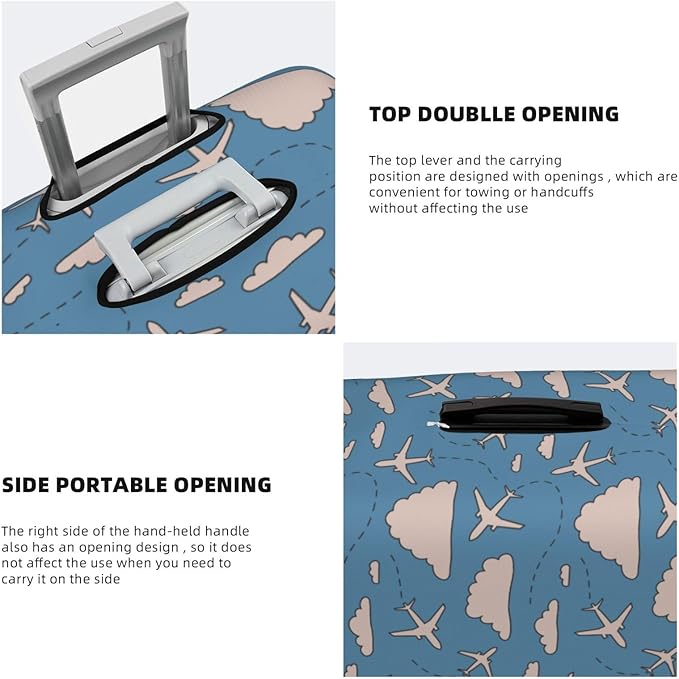 Airplane and Cloud Print Elastic Luggage Cover, Suitcase Protector For Travel (Fits 29-32 Inch Luggage)