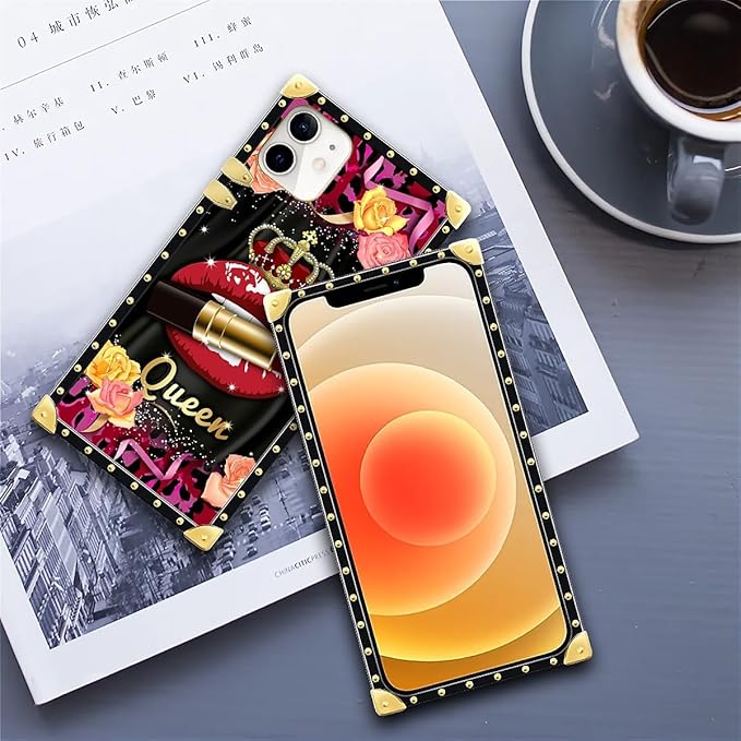 Compatible with iPhone 11 Case, Queen Lip Crown Leopard Print Luxury Golden Decoration for Girl Women Soft TPU Shockproof Protective Hard PC Back for iPhone 11