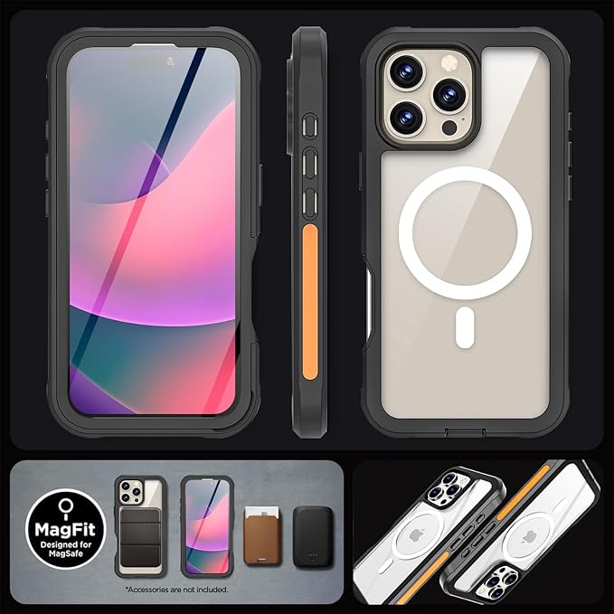 AICase Magnetic for iPhone 16 Pro Max Case Compatible with Magsafe,360 Fullbody [Dustproof Design] Built-in 9H HD Tempered Glass Screen&Lens Protector,Shockproof Heavy Duty Rugged Phone Cover 6.9"