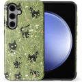for Samsung Galaxy S24 Plus Case,HL2 Grass Cat Hybrid 2 Layer Hard Shell Silicone Protective Pattern Design Case