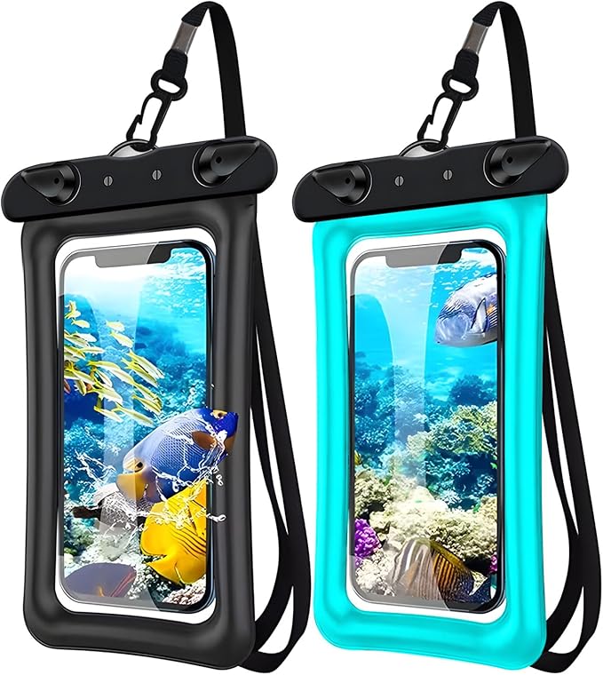 2 Pack Waterproof Floating Phone Pouch IPX8 Floatable Waterproof Phone Case with Lanyard Strap Universal Dry Bags Underwater Case Wallet for iPhone 15,14,13,12Pro Max Samsung,Up to 7.2" for Swimming