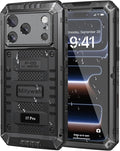Mitywah Waterproof Case for iPhone 17 Pro, Rugged Metal Case with Built-in Screen Protector, Heavy Duty Full Body Shockproof Protective Cover 6.3 inch, Black
