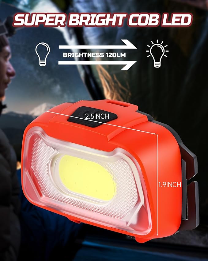 Lichamp Camping Headlamp Flashlight 4 Pack, Outdoor Battery Powered Head Lamp Gear for Running, Reading, Hiking, Walking, Climbing, Fishing, Hunting, Jogging, Headlight Multipack for Adults, Kids