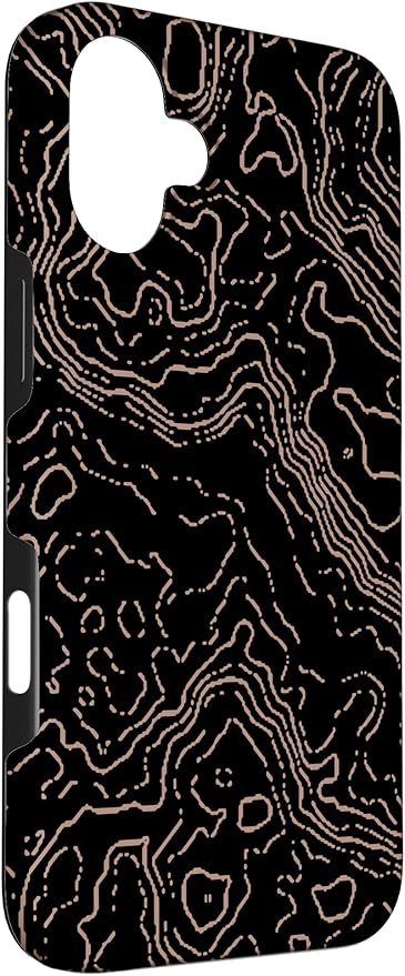 Topography Black & Brown Abstract Pattern Topographic Map Case for iPhone 16 Plus