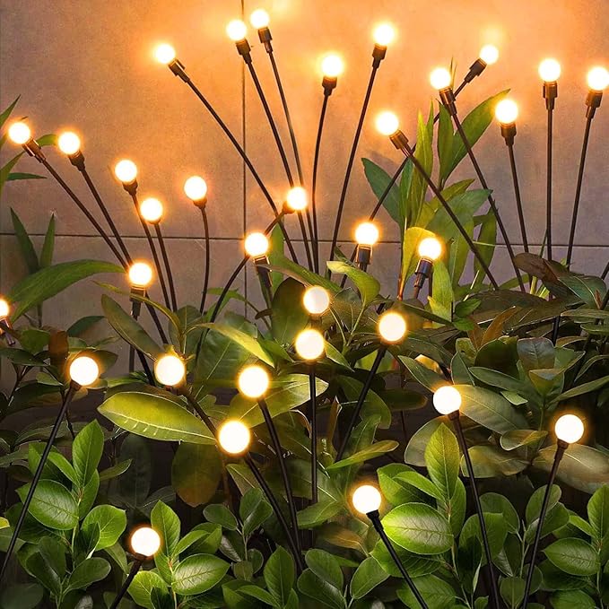 NBQQ Solar Garden Lights Outdoor, Waterproof Solar Powered Lights for Yard Pathway Patio, Swaying Lawn Decor as Gardening Gifts for Women Holiday（Warm White,6 Pack）