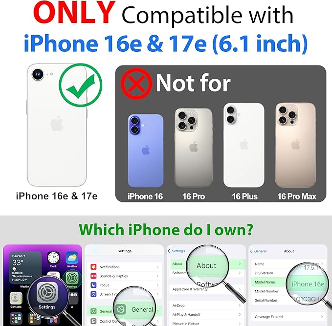 SPORTLINK for iPhone 16e/17e Case, IP68 Waterproof Military Protective Full Body Heavy Duty Shockproof 360 Sealed Dustproof with Camera Screen Protector Cover for i Phone 16 e 6.1" Mag/Black