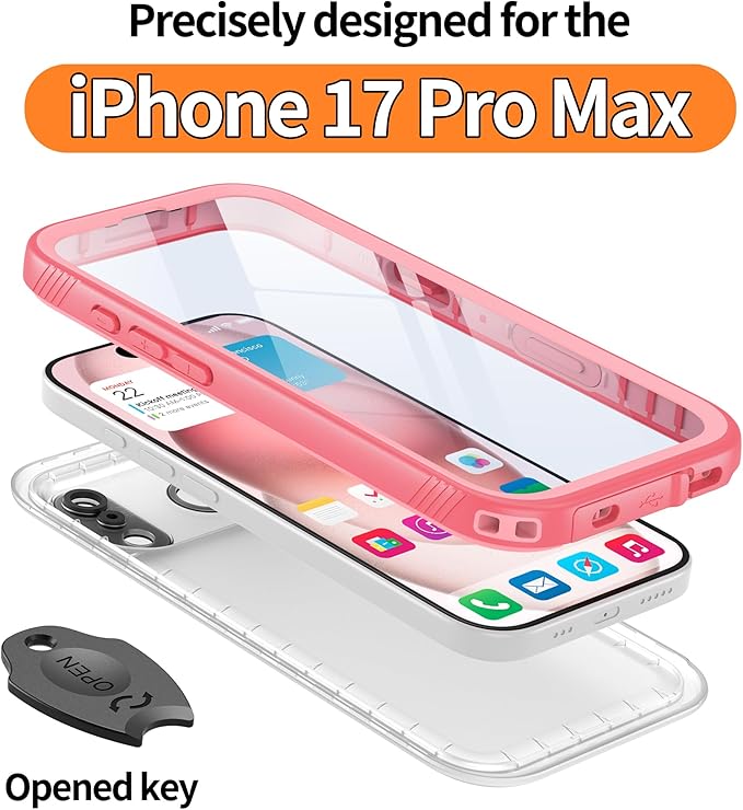 Cozycase TOP Waterproof Case for iPhone 17 Pro Max - Military Heavy Duty 360 Shockproof Full Body with Screen Camera Protector Double IP68 Water Dust Drop Proof Hard Rugged 17PM Front Back Slim Cover