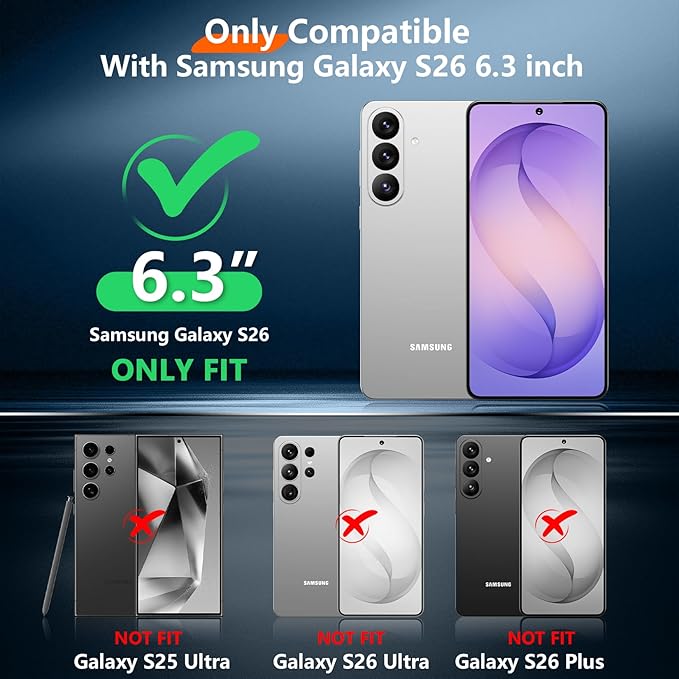 Temdan Designed for Samsung Galaxy S26 Case Clear, Built-in Invisible Kickstand [Military Grade Drop Protection] Anti-Yellowing Slim Fit Shockproof Cover for Galaxy S26 5G 6.3 Inch - Crystal Clear