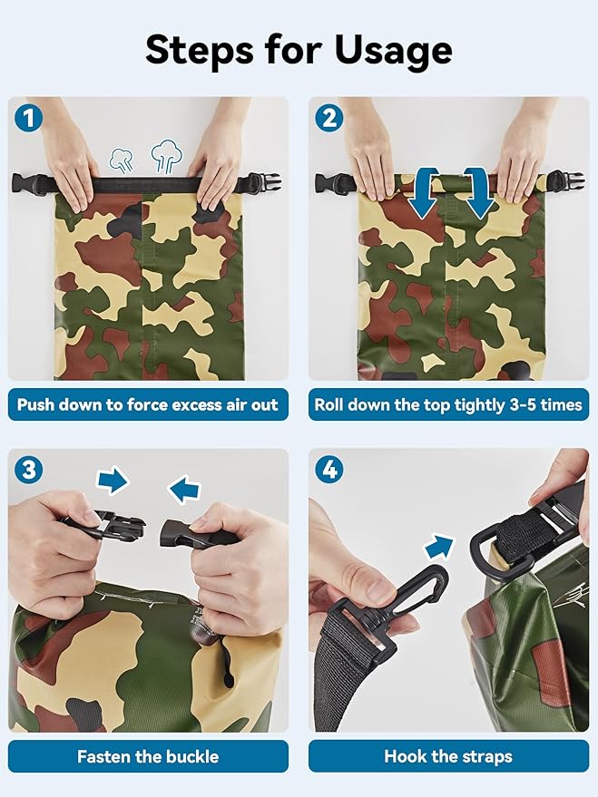 HEETA Waterproof Dry Bag for Women Men, 5L/10L/20L/30L/40L Roll Top Lightweight Dry Storage Bag Backpack with Emergency Whistle for Travel, Kayaking, Boating, Camping, Beach, Cruise Ship Essentials
